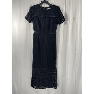 Showny Women's Black Eyelet Lace Maxi Dress Cocktail Grunge Size Medium
